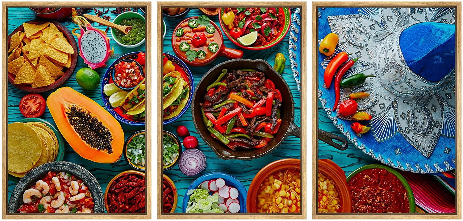 wall26 Framed Canvas Print Wall Art Set Mexican Inspired Food Variety ...