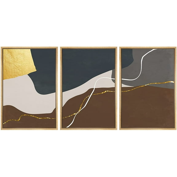 wall26 Framed Canvas Print Wall Art Set Mid-Century Geometric Color Blocks Abstract Shapes Illustrations Modern Art Bohemian Decorative Multicolor for Living Room, Bedroom, Office - 24"x36"