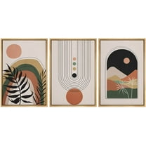 wall26 Framed Canvas Print Wall Art Set Mid-Century Geometric Desert Plant Landscape Nature Abstract Illustrations Modern Art Bohemian Decorative for Living Room, Bedroom, Office - 16"x24"x3 Natural