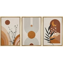 wall26 Framed Canvas Print Wall Art Set Mid-Century Geometric Forest Plant Planets Nature Abstract Illustrations Modern Art Bohemian Decorative for Living Room, Bedroom, Office - 16"x24"x3 Natural