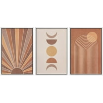 wall26 Framed Canvas Print Wall Art Set Mid-Century Ocean Sunset Sun Horizon Nature Abstract Illustrations Modern Art Bohemian Decorative for Living Room, Bedroom, Office - 24"x36"x3 White