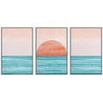 thumbnail image 1 of wall26 Framed Canvas Print Wall Art Set Mid-Century Ocean Sunset Sun Horizon Nature Abstract Illustrations Modern Art Bohemian Decorative for Living Room, Bedroom, Office - 16"x24"x3 White, 1 of 5