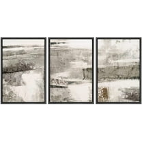 wall26 Framed Canvas Print Wall Art Set Minimal Black Gray Paint Landscape Abstract Shapes Illustrations Modern Art Decorative Multicolor Chic for Living Room, Bedroom, Office - 24"x36"x3 B