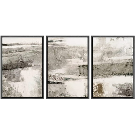 wall26 Framed Canvas Print Wall Art Set Minimal Black Gray Paint Landscape Abstract Shapes Illustrations Modern Art Decorative Multicolor Chic for Living Room, Bedroom, Office - 24&quot;x36&quot;x3 B