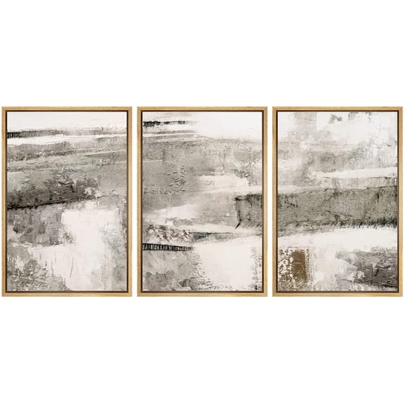 wall26 Framed Canvas Print Wall Art Set Minimal Black Gray Paint Landscape Abstract Shapes Illustrations Modern Art Decorative Multicolor Chic for Living Room, Bedroom, Office - 24"x36"x3 N
