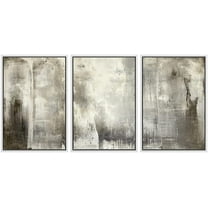 wall26 Framed Canvas Print Wall Art Set Minimal Gray Grunge Paint Stroke Landscape Abstract Shapes Illustration Modern Art Decorative Multicolor for Living Room, Bedroom, Office - 16"x24"x3