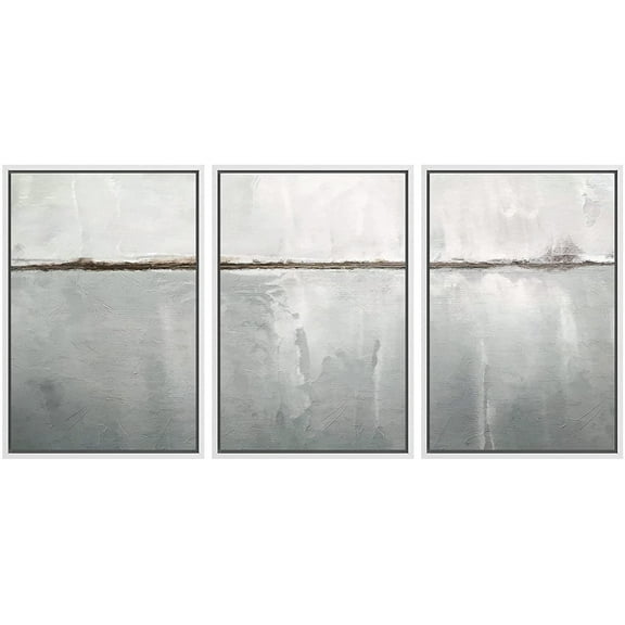 wall26 Framed Canvas Print Wall Art Set Minimal Gray Paint Stroke Landscape Abstract Shapes Illustrations Modern Art Decorative Multicolor Chic for Living Room, Bedroom, Office - 24&quot;x36&quot;x3