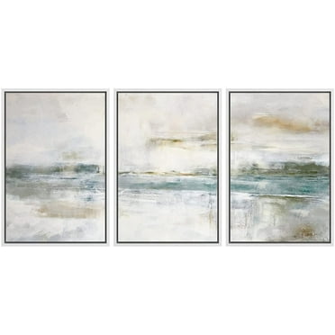 wall26 Framed Canvas Print Wall Art Set Minimal Gray Pastel Paint Landscape Abstract Shapes Illustrations Modern Art Decorative Multicolor Chic for Living Room, Bedroom, Office - 16&quot;x24&quot;x3