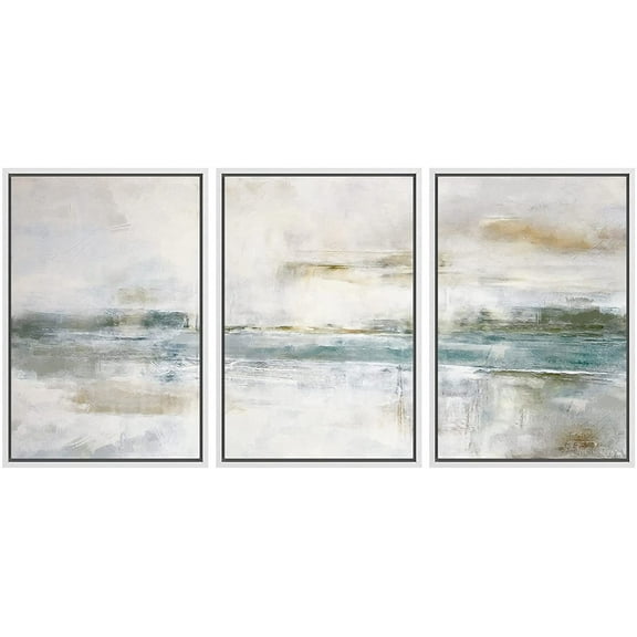 wall26 Framed Canvas Print Wall Art Set Minimal Gray Pastel Paint Landscape Abstract Shapes Illustrations Modern Art Decorative Multicolor Chic for Living Room, Bedroom, Office - 16&quot;x24&quot;x3