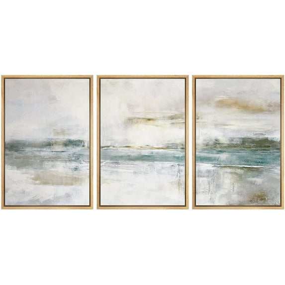 wall26 Framed Canvas Print Wall Art Set Minimal Gray Pastel Paint Landscape Abstract Shapes Illustrations Modern Art Decorative Multicolor Chic for Living Room, Bedroom, Office - 24"x36"x3