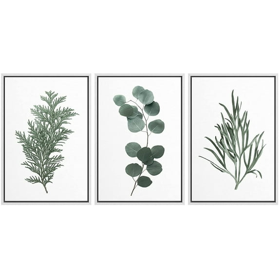 wall26 Framed Canvas Print Wall Art Set Minimal Green Country Forest Plants Nature Wilderness Photography Modern Art Bohemian Decorative for Living Room, Bedroom, Office - 24"x36"x3 White