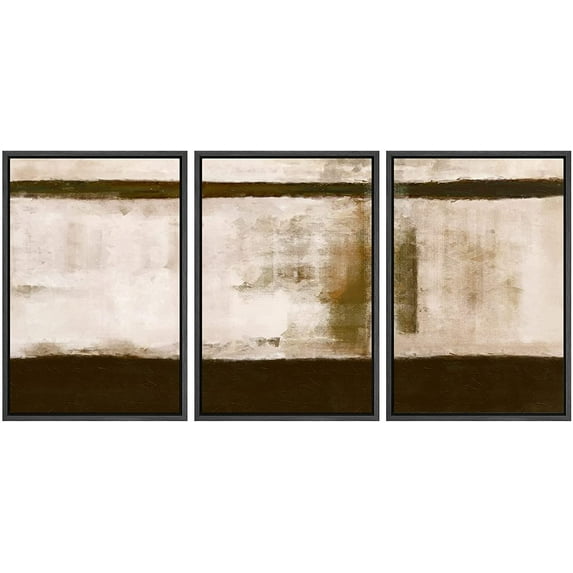 wall26 Framed Canvas Print Wall Art Set Minimal Grunge Paint Stroke Landscape Abstract Shapes Illustrations Modern Art Decorative Multicolor Chic for Living Room, Bedroom, Office - 24"x36"x
