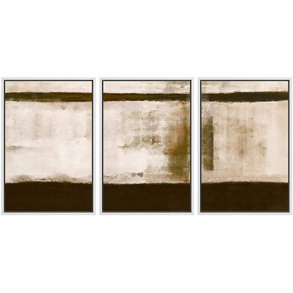 wall26 Framed Canvas Print Wall Art Set Minimal Grunge Paint Stroke Landscape Abstract Shapes Illustrations Modern Art Decorative Multicolor Chic for Living Room, Bedroom, Office - 16"x24"x