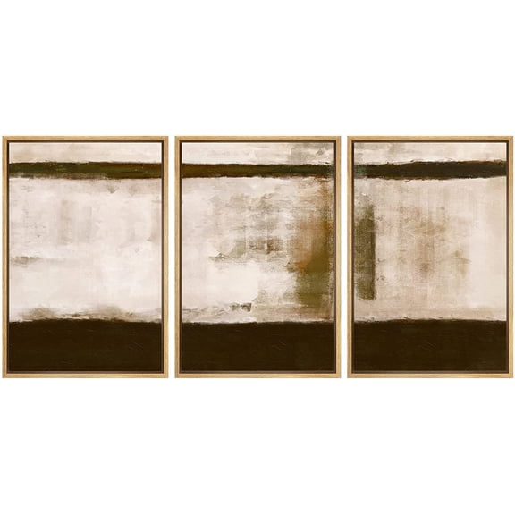 wall26 Framed Canvas Print Wall Art Set Minimal Grunge Paint Stroke Landscape Abstract Shapes Illustrations Modern Art Decorative Multicolor Chic for Living Room, Bedroom, Office - 24"x36"x