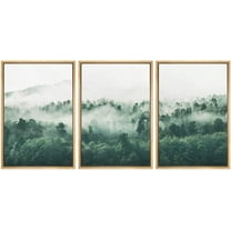 wall26 Framed Canvas Print Wall Art Set Misty Foggy Mountain Forest Trees Nature Wilderness Photography Realism Rustic Landscape Colorful Cool for Living Room, Bedroom, Office - 16"x24"x3 N