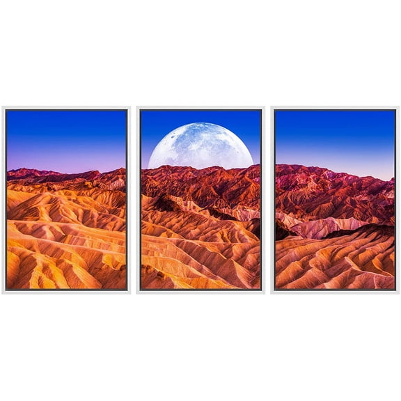 wall26 Framed Canvas Print Wall Art Set Moon Over Red Mars Mountain Astronomy & Space Nature Digital Art Sci-Fi & Fantasy Decorative Landscape for Living Room, Bedroom, Office - 16"x24&q