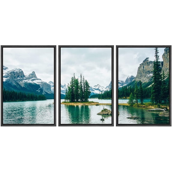 wall26 Framed Canvas Print Wall Art Set Mountain Range Zen Pine Tree ...