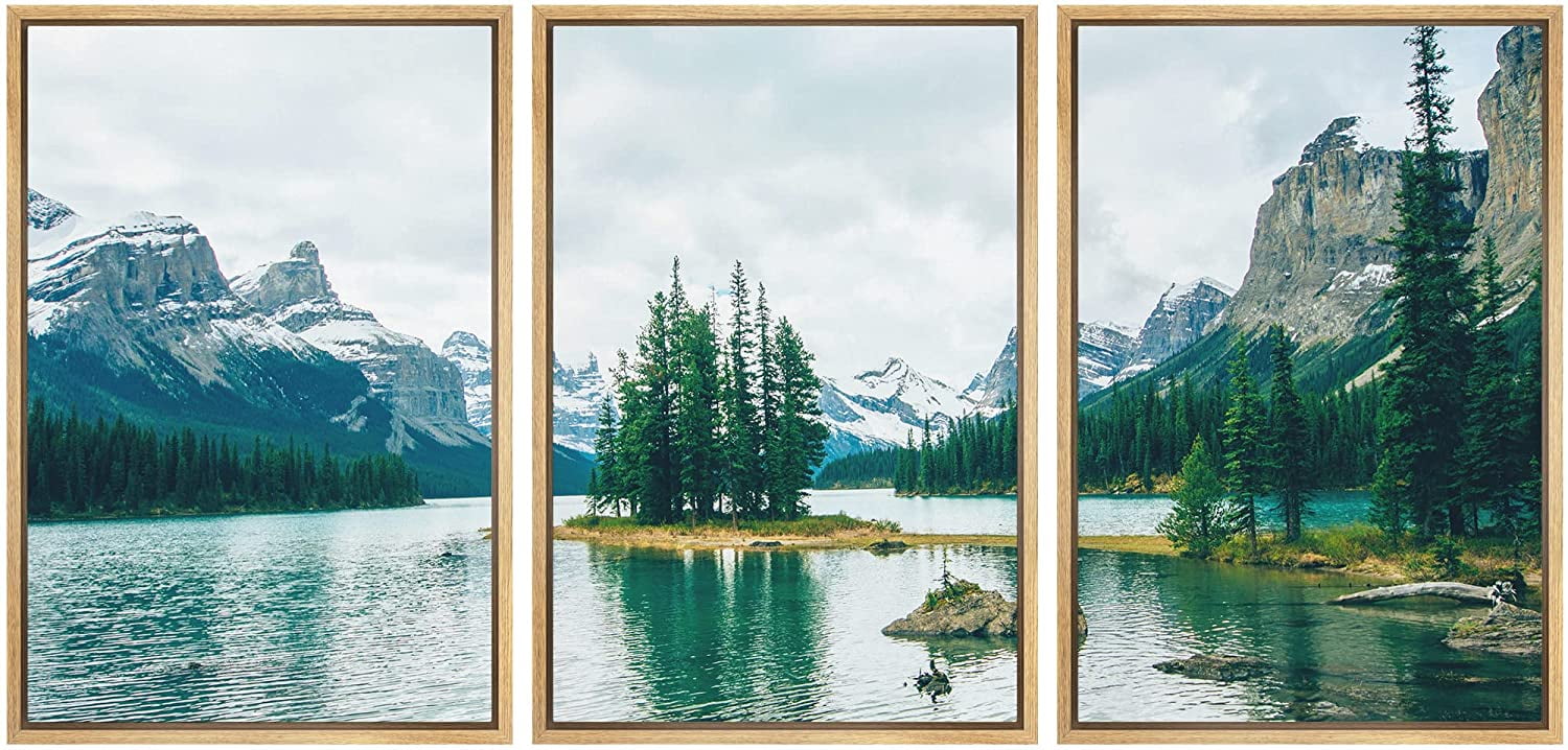 wall26 Framed Canvas Print Wall Art Set Mountain Range Zen Pine Tree ...