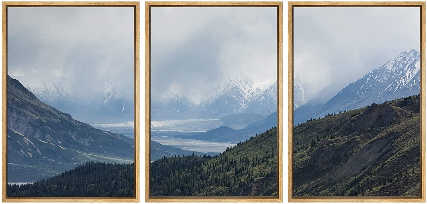 wall26 Framed Canvas Print Wall Art Set Mountain Range & Valley ...