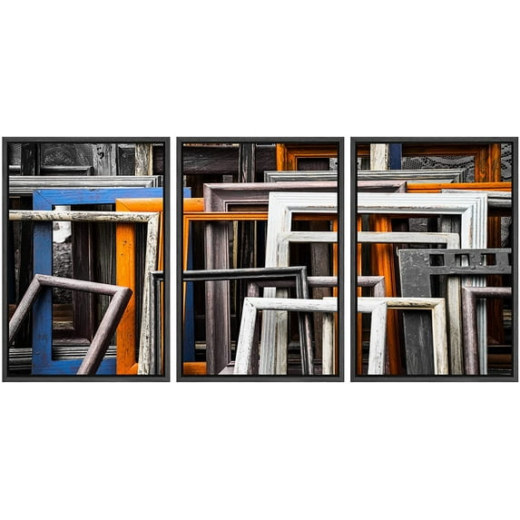 wall26 Framed Canvas Print Wall Art Set Multicolor Picture Frame Collage Cityscape Patterns Photography Modern Art Urban Decorative Relax/Calm for Living Room, Bedroom, Office - 24"x36"x3 B