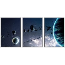 wall26 Framed Canvas Print Wall Art Set Neon Starlight Blue Galaxy Astronomy & Space Nature Digital Art Sci-Fi & Fantasy Decorative Landscape for Living Room, Bedroom, Office - 24"x36&qu