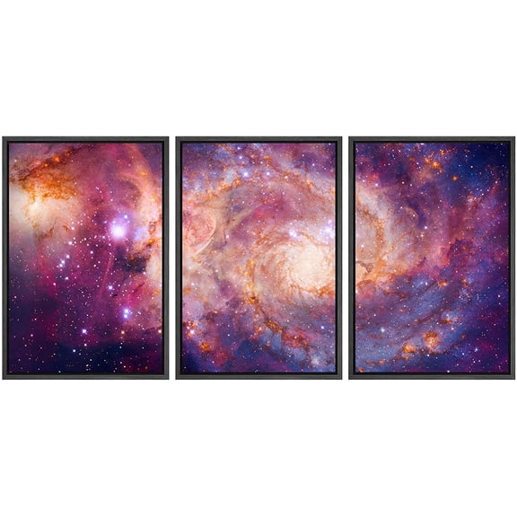 wall26 Framed Canvas Print Wall Art Set Orange Spiral Starlight Galaxy Astronomy & Space Nature Digital Art Sci-Fi & Fantasy Decorative Landscape for Living Room, Bedroom, Office - 16"x2