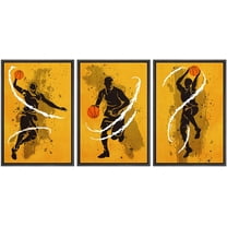 wall26 Framed Canvas Print Wall Art Set Paint Stroke Graffiti Basketball Player Sports & Fitness Athletes Digital Art Pop Art Modern Portrait for Living Room, Bedroom, Office - 24"x36"x