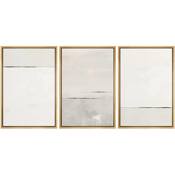 wall26 Framed Canvas Print Wall Art Set Pastel Gray Color Block Landscape Abstract Shapes Illustrations Modern Art Decorative Chic Multicolor for Living Room, Bedroom, Office - 16"x24"x3 Na