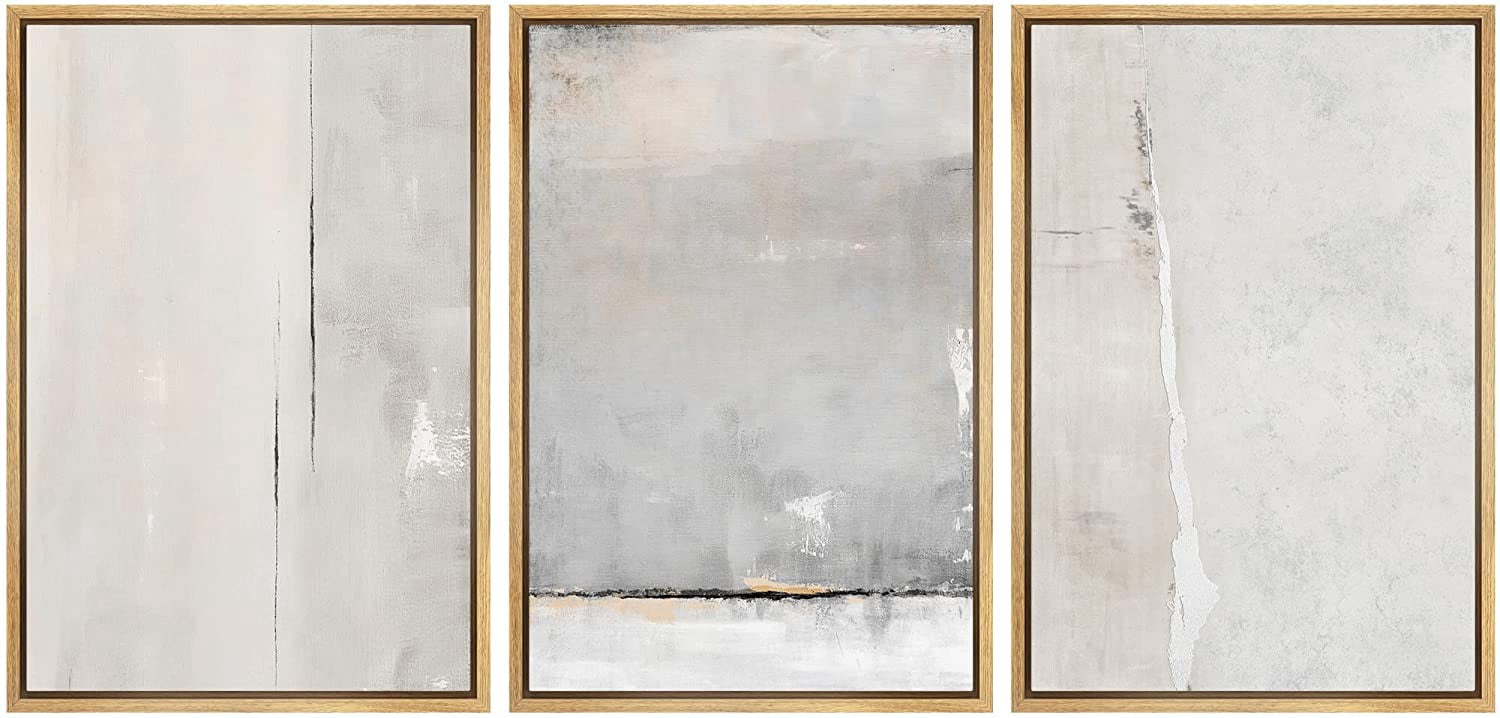 wall26 Framed Canvas Print Wall Art Set Pastel Gray Grunge Color Blocks ...