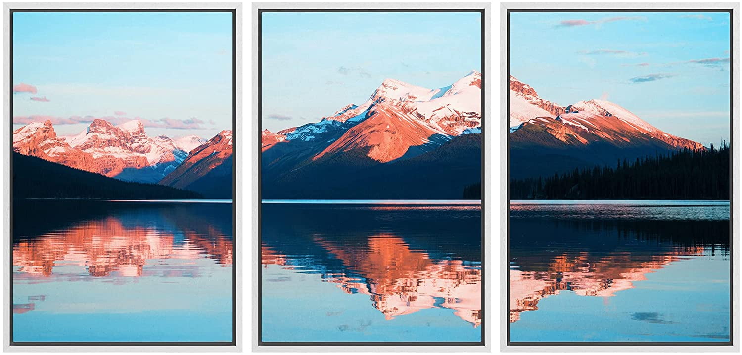 wall26 Framed Canvas Print Wall Art Set Pastel Sunset Mountain ...