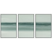 wall26 Framed Canvas Print Wall Art Set Pastel Teal Ocean Paint Stroke Landscape Abstract Shapes Illustrations Modern Art Decorative Multicolor for Living Room, Bedroom, Office - 24"x36"x3