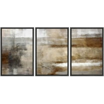 wall26 Framed Canvas Print Wall Art Set Pastel Watercolor Brown Dark Color Blocks Abstract Shapes Illustrations Modern Art Decorative Multicolor for Living Room, Bedroom, Office - 24"x36"x3