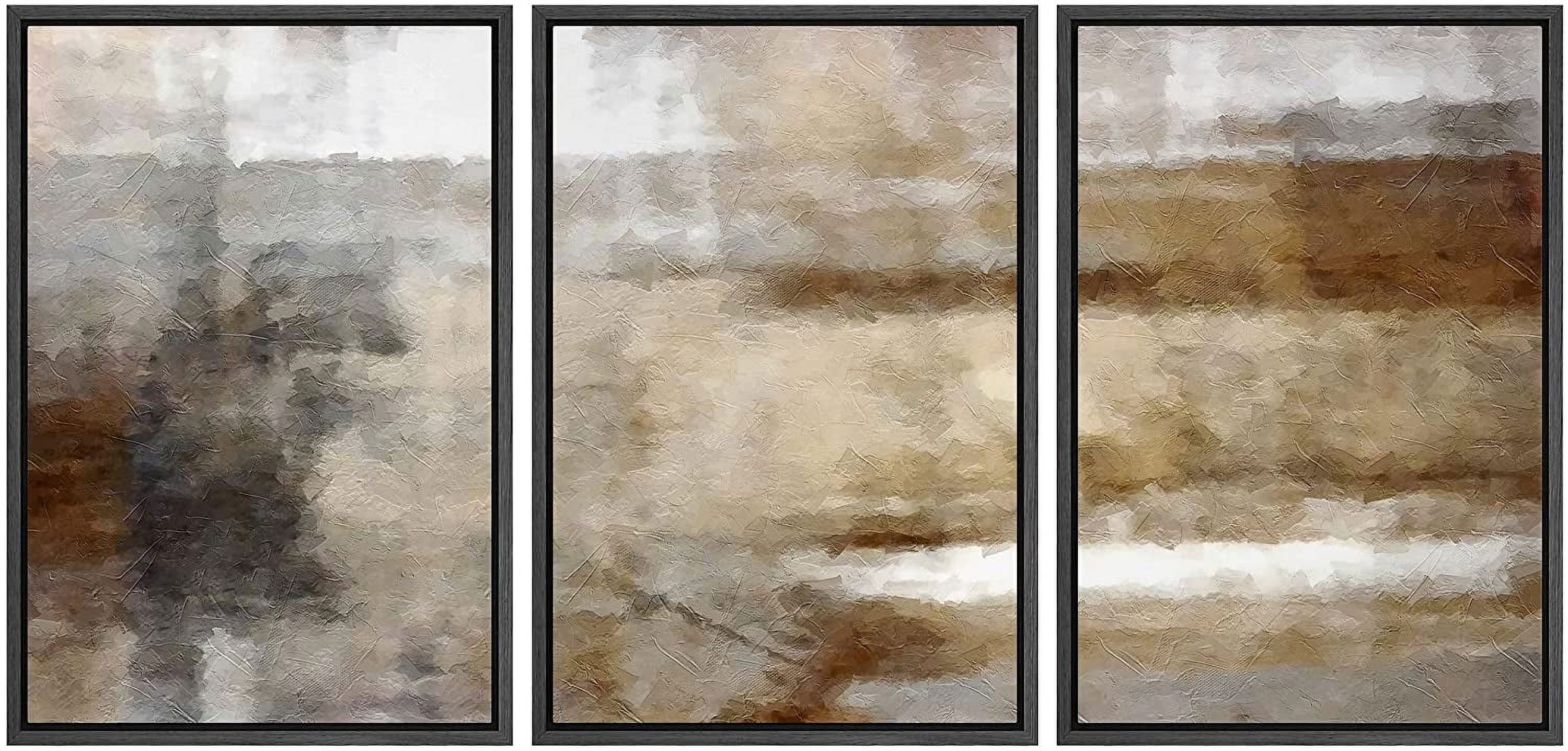 wall26 Framed Canvas Print Wall Art Set Pastel Watercolor Brown Dark ...