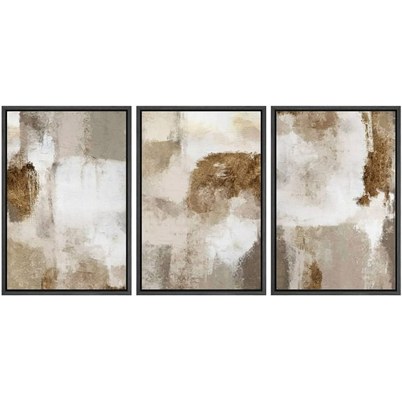 wall26 Framed Canvas Print Wall Art Set Pastel Watercolor Duotone Brown Landscape Abstract Shapes Illustrations Modern Art Decorative Multicolor for Living Room, Bedroom, Office - 16"x24"x3