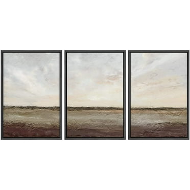 wall26 Framed Canvas Print Wall Art Set Pastel Watercolor Paint Country Landscape Abstract Shapes Illustrations Modern Art Decorative Multicolor for Living Room, Bedroom, Office - 24&quot;x36&quot;x3