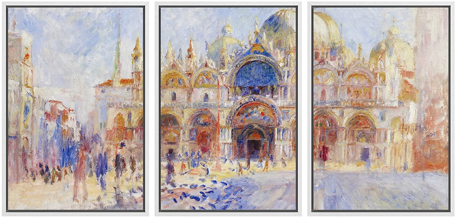 White Framed Geometric Canvas Print Set for Bedroom