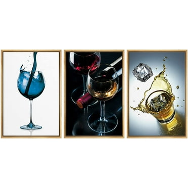 wall26 Framed Canvas Print Wall Art Set Pouring Vibrant Wine Display Drinks Cocktails Photography Realism Chic Landscape Colorful Multicolor Ultra for Living Room, Bedroom, Office - 16&quot;x24&quot;