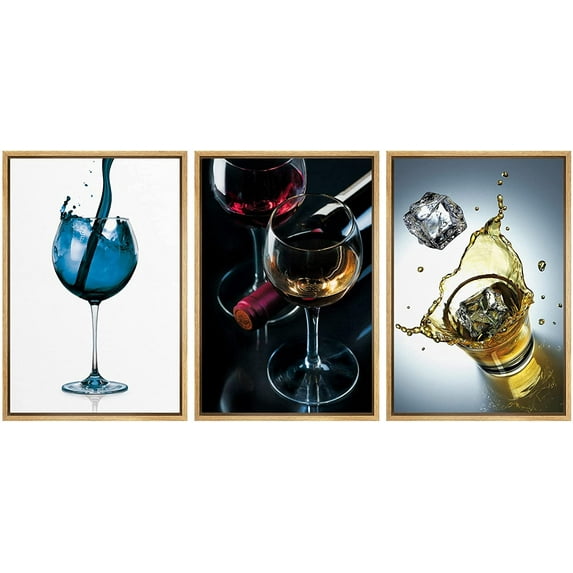 wall26 Framed Canvas Print Wall Art Set Pouring Vibrant Wine Display Drinks Cocktails Photography Realism Chic Landscape Colorful Multicolor Ultra for Living Room, Bedroom, Office - 16"x24"