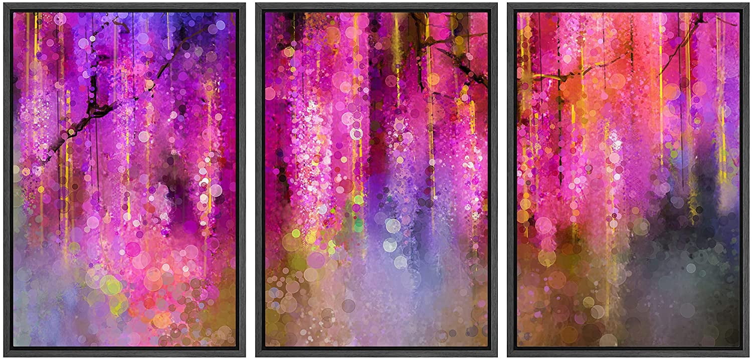 wall26 Framed Canvas Print Wall Art Set Purple & Gold Watercolor ...