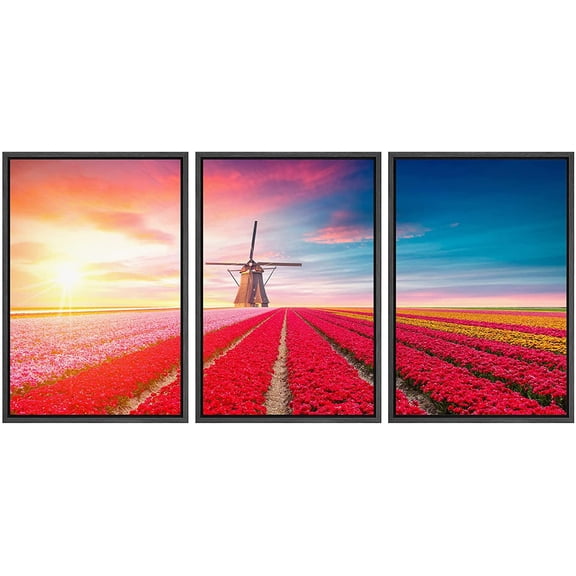 wall26 Framed Canvas Print Wall Art Set Retro Classic Venice Grand Canal Boats Italy Nature Cityscape Photography Realism Landscape Colorful for Living Room, Bedroom, Office - 24"x36"x3 Bla