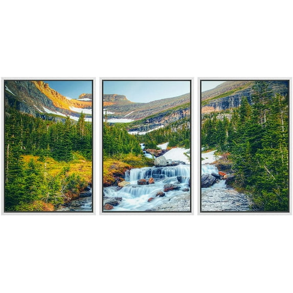 wall26 Framed Canvas Print Wall Art Set River Rapid Forest Mountain Valley Nature Wilderness Photography Realism Decorative Landscape Colorful for Living Room, Bedroom, Office - 24"x36"x3 W