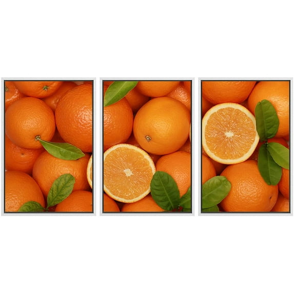 wall26 Framed Canvas Print Wall Art Set Sliced Orange Fruit Collage Fruit Dessert Photography Realism Contemporary Scenic Colorful Multicolor for Living Room, Bedroom, Office - 16"x24"x3 WH