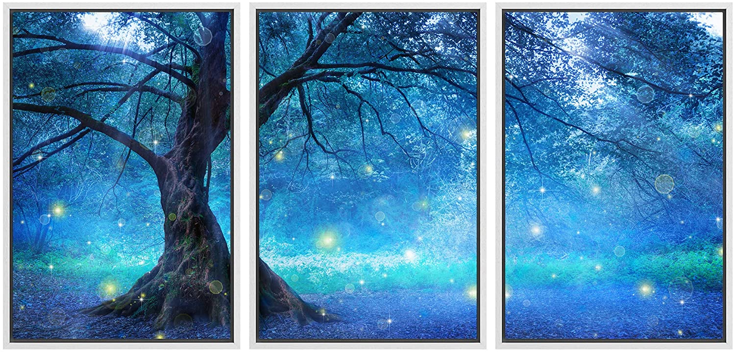 wall26 Framed Canvas Print Wall Art Set Sparkling Star in Blue Mystic ...