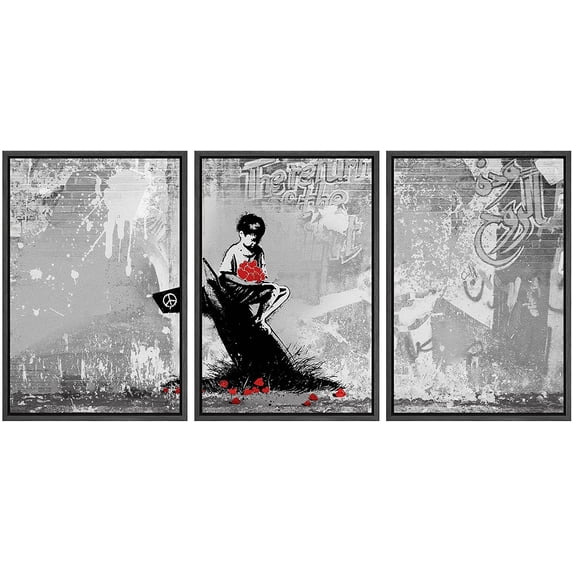 wall26 Framed Canvas Print Wall Art Set Spray Paint Banksy Rocket Plane Graffiti & Street Art Comic Book Illustrations Modern Art Urban Portrait for Living Room, Bedroom, Office - 24"x36&quo