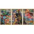 thumbnail image 1 of wall26 Framed Canvas Print Wall Art Set Spray Paint Girl &amp; Pearl Earring Graffiti &amp; Street Art Comic Book Illustrations Modern Art Urban Portrait for Living Room, Bedroom, Office - 24"x3, 1 of 5
