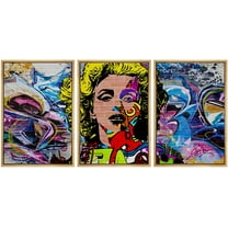wall26 Framed Canvas Print Wall Art Set Spray Paint Glam Marilyn Monroe Graffiti & Street Art Comic Book Illustrations Modern Art Urban Portrait for Living Room, Bedroom, Office - 16"x24&quo