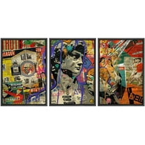 wall26 Framed Canvas Print Wall Art Set Spray Paint Michelangelo David Graffiti & Street Art Comic Book Illustrations Modern Art Urban Portrait for Living Room, Bedroom, Office - 16"x24&quot