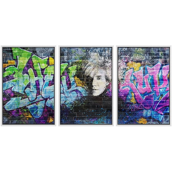 wall26 Framed Canvas Print Wall Art Set Spray Paint Style Andy Warhol Graffiti &amp; Street Art Comic Book Illustrations Modern Art Urban Portrait for Living Room, Bedroom, Office - 16"x24"