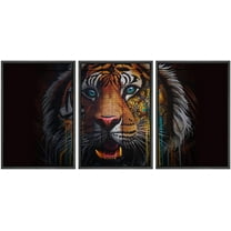 wall26 Framed Canvas Print Wall Art Set Spray Paint Style Jungle Tiger Graffiti & Street Art Comic Book Illustrations Modern Art Urban Portrait for Living Room, Bedroom, Office - 16"x24&quot