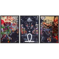 wall26 Framed Canvas Print Wall Art Set Spray Paint Woman Egyptian Ankh Graffiti & Street Art Comic Book Illustrations Modern Art Urban Portrait for Living Room, Bedroom, Office - 16"x24&quo